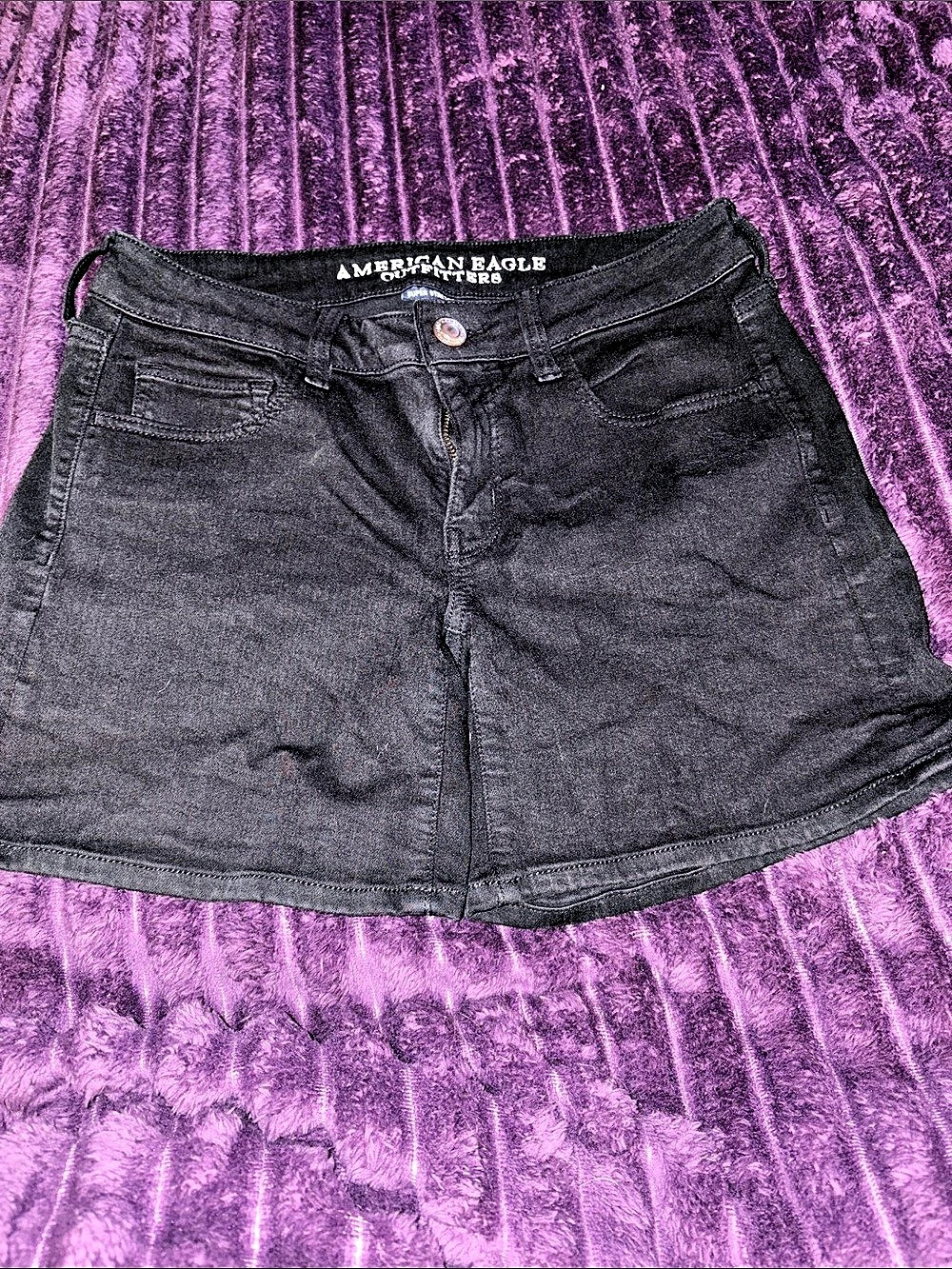 American Eagle Outfitters Super Stretch Midi Denim Shorts Jean Shorts Black Size